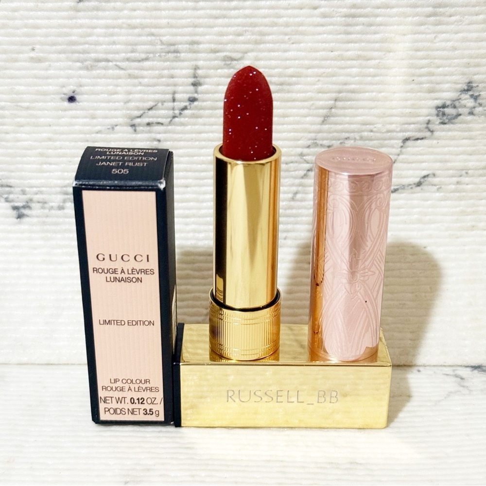 Gucci Velvet Lipstick Limited Edition #505 Janet Rust (Sparkly Red) - Picture 5 of 15